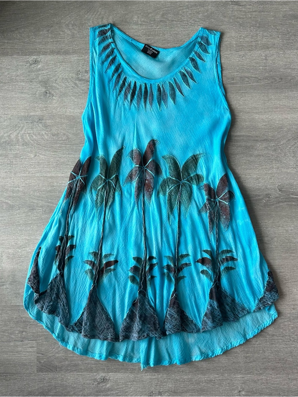Shiva fashions Sleeveless Turquoise Palm-Print Women's dress Boho Festival